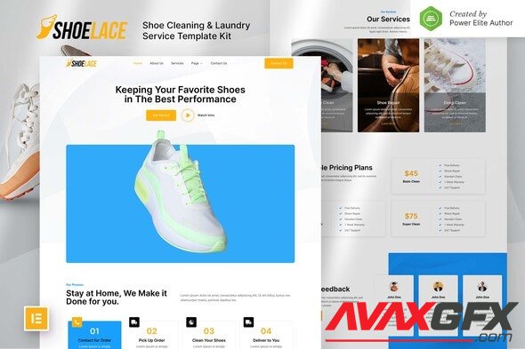 ThemeForest - Shoelace v1.0.0 - Shoes Cleaning & Laundry Service Elementor Template Kit - 34457480