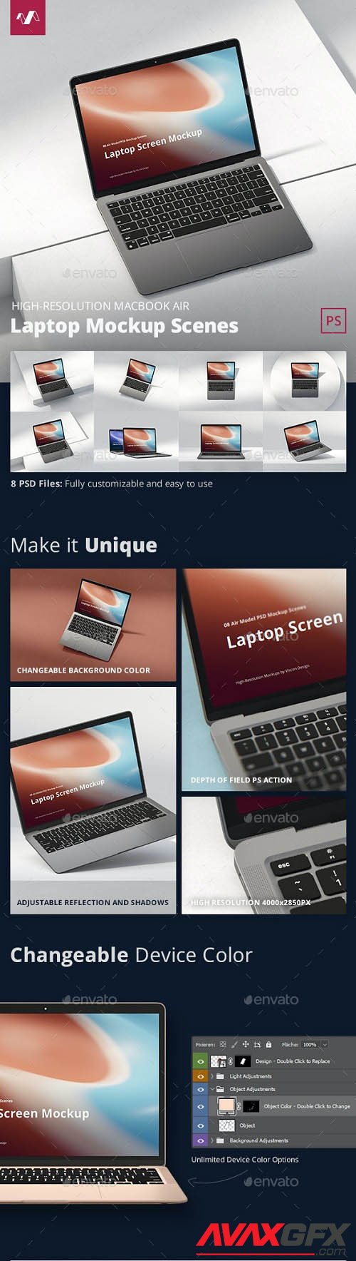 Laptop Mockup Scenes Air - 34405782