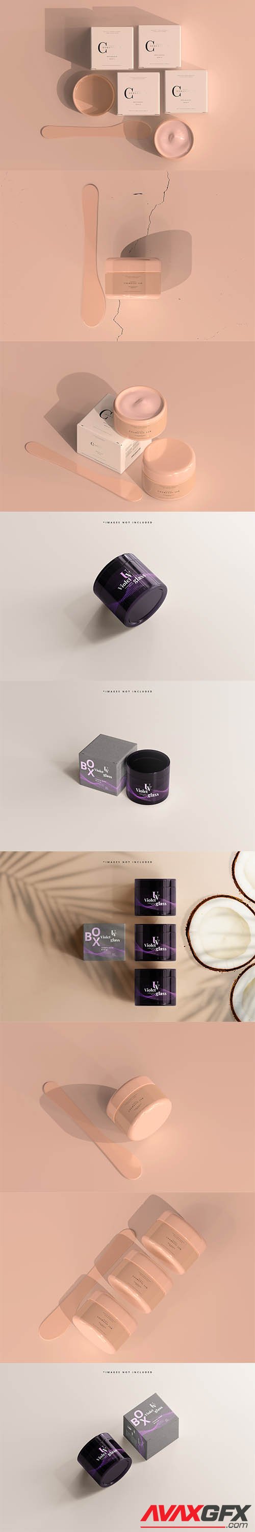 Cosmetic jar with transparent label mockup