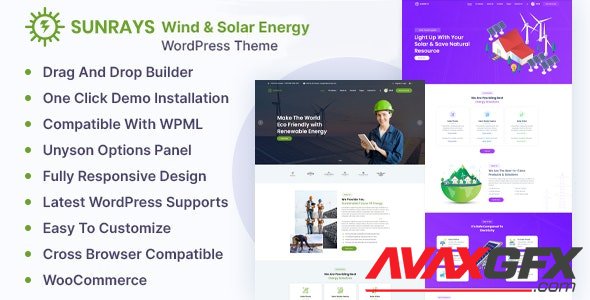 ThemeForest - Sunrays v1.0.0 - Wind & Solar Energy WordPress Theme (Update: 25 October 21) - 25232671