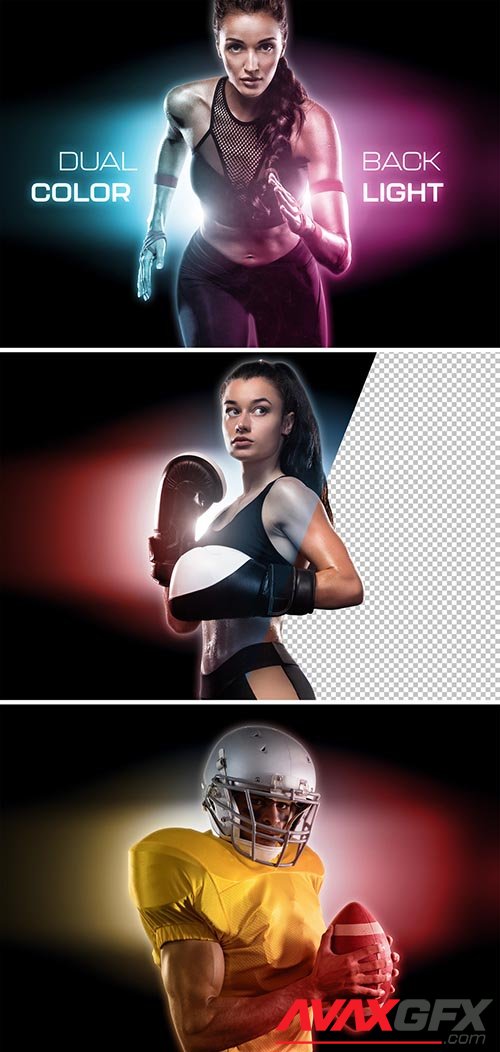 Dual Backlight Photo Effect Mockup with Two Glowing Color 442599760