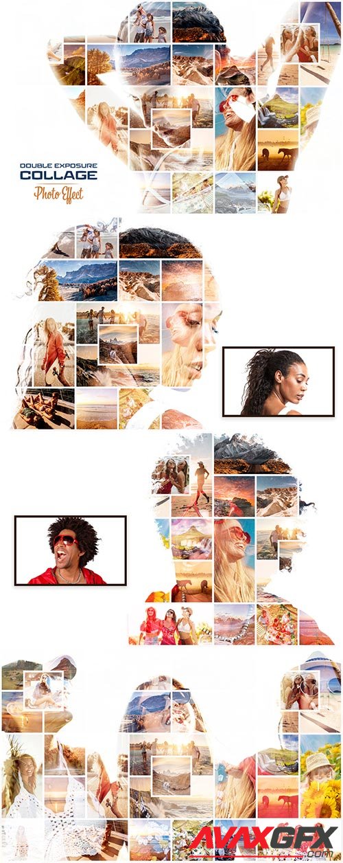 Photo Collage Double Exposure Effect Mockup 463694932