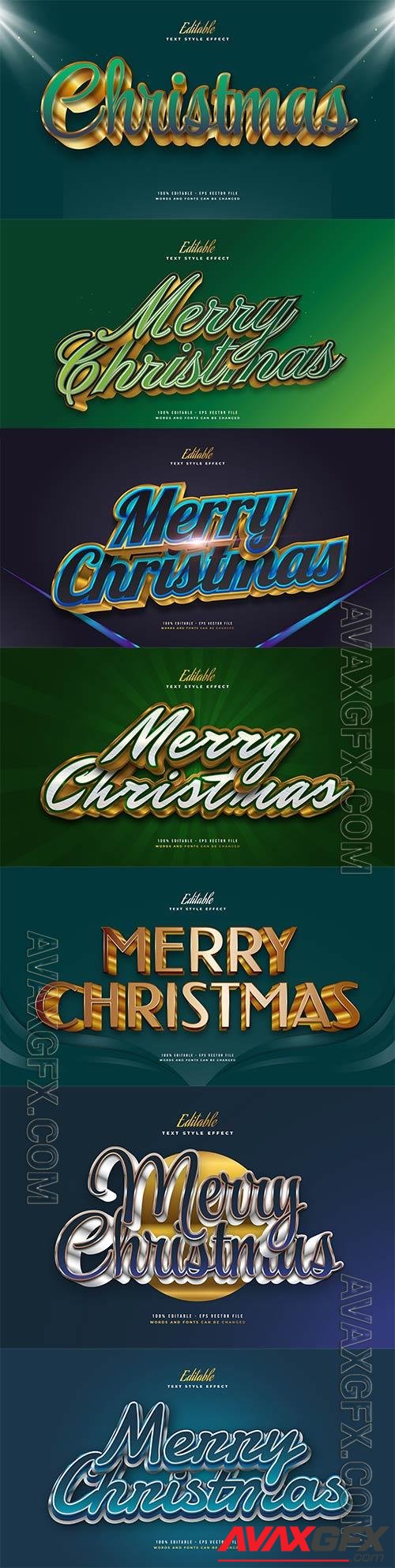 Merry christmas and happy new year 2022 editable vector text effects vol 23