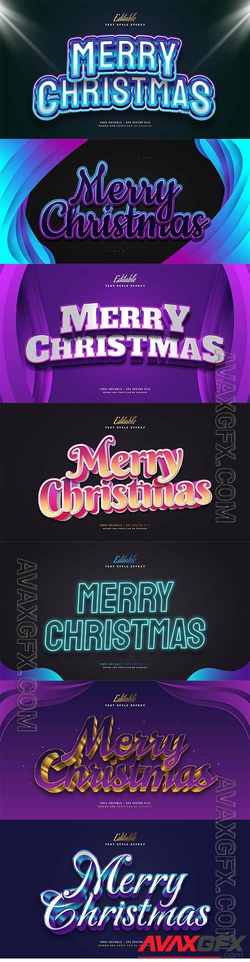 Merry christmas and happy new year 2022 editable vector text effects vol 22