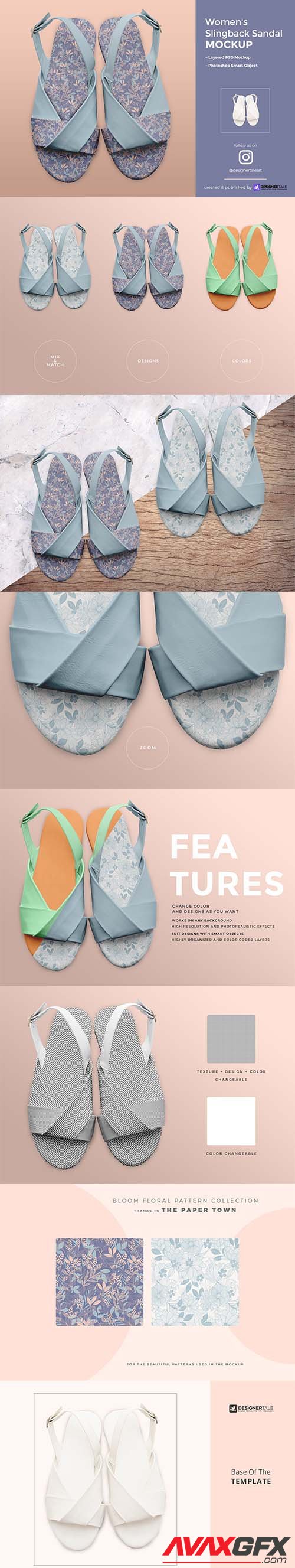 CreativeMarket - Women’s Slingback Sandal Mockup 4364337