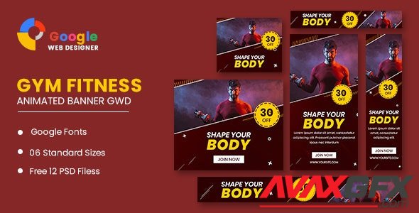 CodeCanyon - Gym Fitness Google Adwords HTML5 Banner Ads GWD v1.0 - 34556947