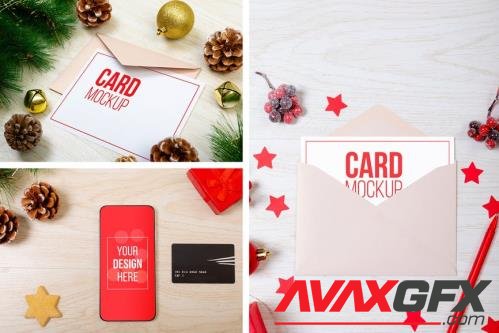 Christmas Phone & Card Mockup Set - JSU9CEA