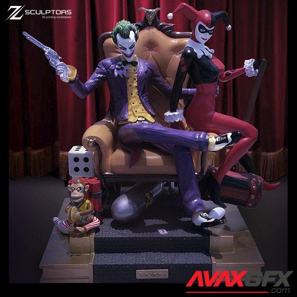 Joker and Harley Quinn Diorama 3D Printable STL