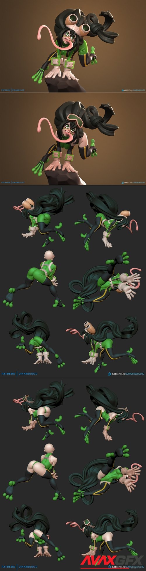 Tsuyu Asui Figurine Sculpture – 3D Printable STL