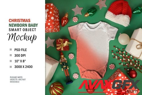 Christmas Baby Bodysuit Mockup Shirt