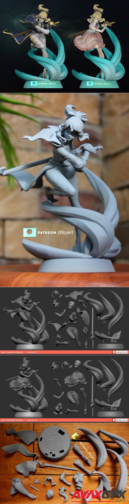 Jean Genshin Impact - Version 1 and 2 – 3D Printable STL