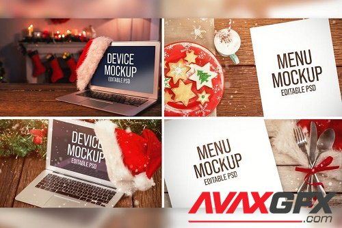 Christmas Laptop & Menu Mockup Set - Y4MCD7Y