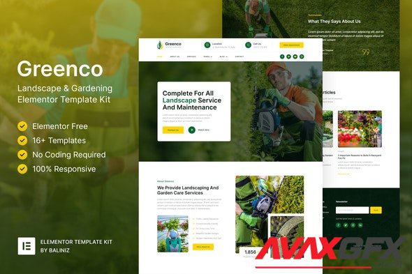 ThemeForest - Greenco v1.0.0 - Landscaping & Gardening Elementor Template Kit - 34627365