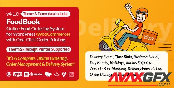 CodeCanyon - FoodBook v4.1.0 - Online Food Ordering & Delivery System for WordPress with One-Click Order Printing - 27669182 - NULLED