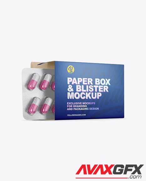 Opened Paper Box & Pills Blister Mockup 41211