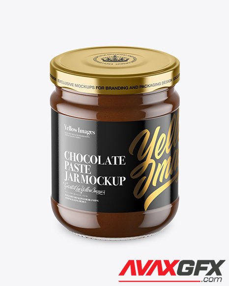 Clear Glass Jar with Chocolate Paste Mockup 33708