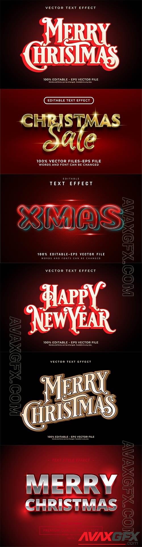 2022 New year and christmas editable text effect vector vol 23