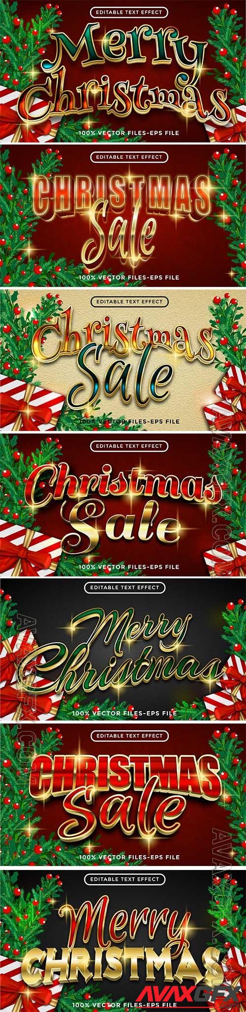 2022 New year and christmas editable text effect vector vol 22