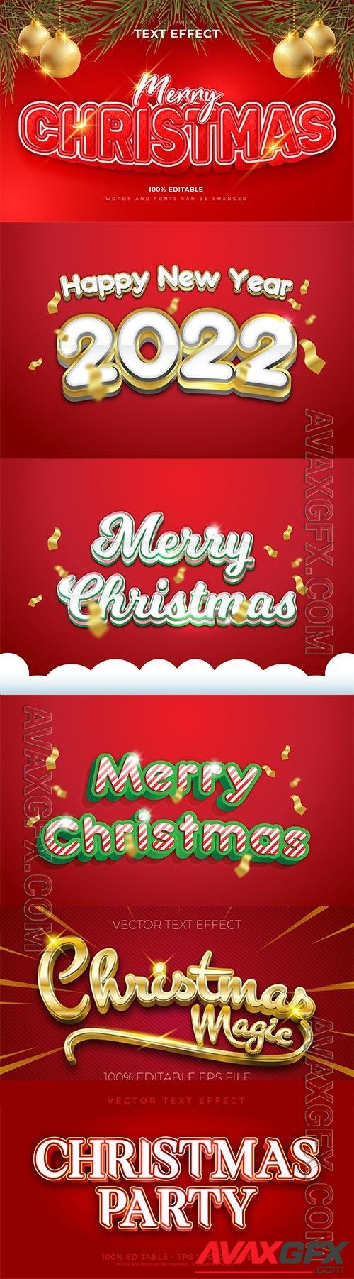 2022 New year and christmas editable text effect vector vol 27