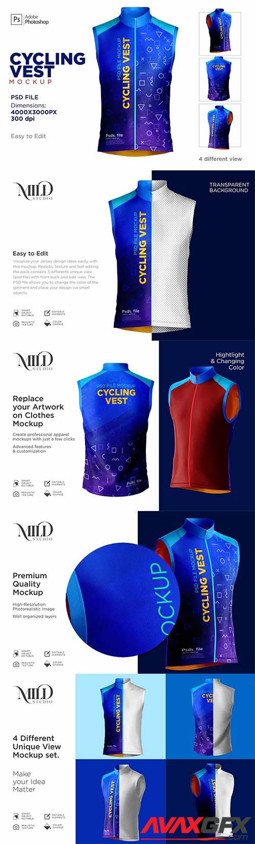 CreativeMarket - Cycling Vest Mockup set 6270101