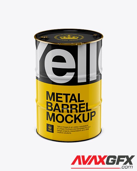 200L Metal Barrel Mockup 12707