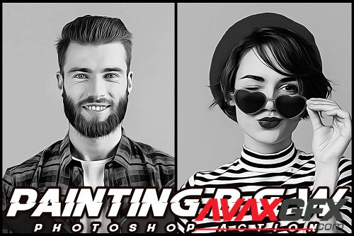 Vector Painting Black and White Photoshop Action