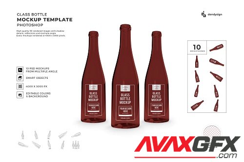 Glass Bottle Packaging Mockup Template Bundle - 1670571