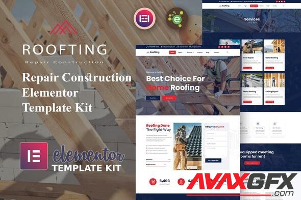 ThemeForest - Roofting v1.0.0 - Repair Construction Elementor Template Kit - 34662940