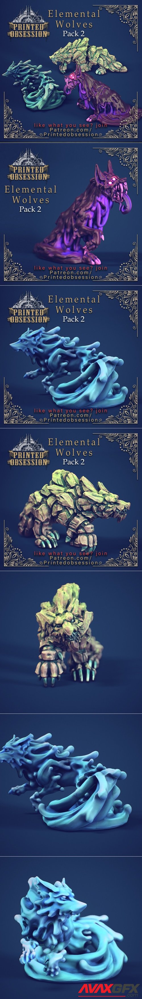 FREE Elemental Wolves - Pack 2 – 3D Printable STL