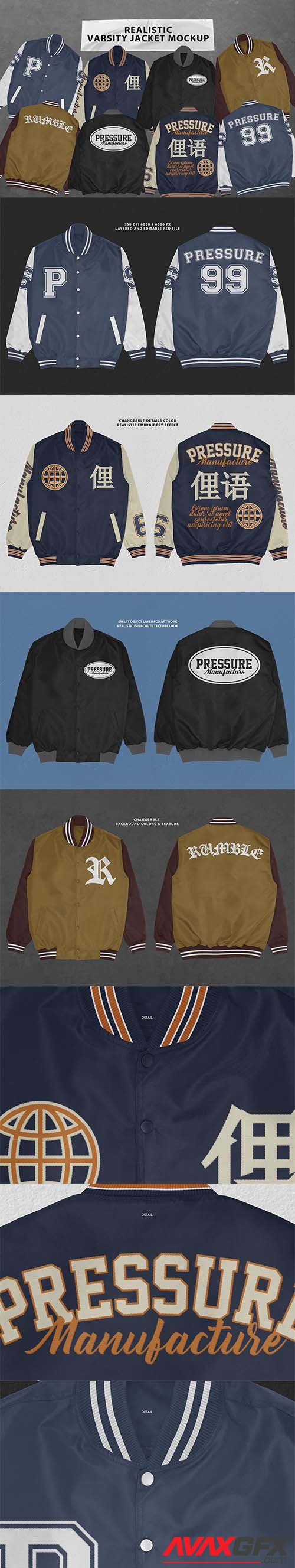 CreativeMarket - Realistic Varsity Jacket Mockup 6640746