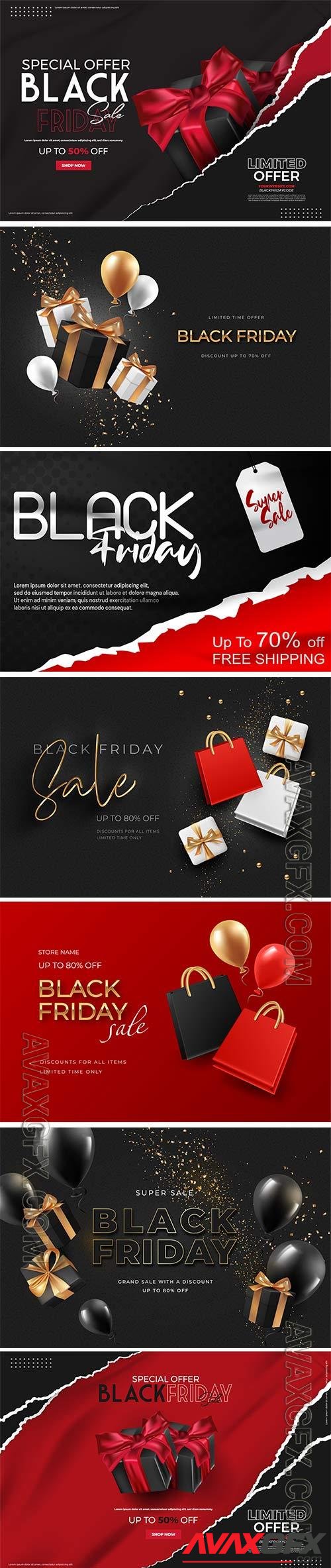 Black friday sale web banner vector template