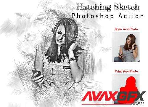 Hatching Sketch Photoshop Action - 6655466