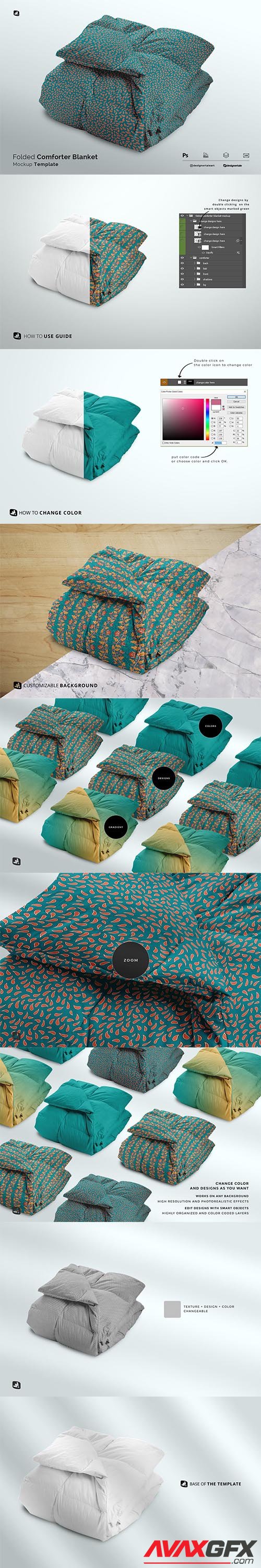 CreativeMarket - Folded Comforter Blanket Mockup 6331688