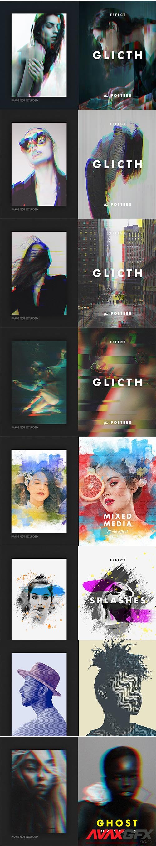 Glitch noise photo effect for poster format