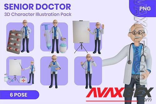 Senior Doctor 3D Mascot Character