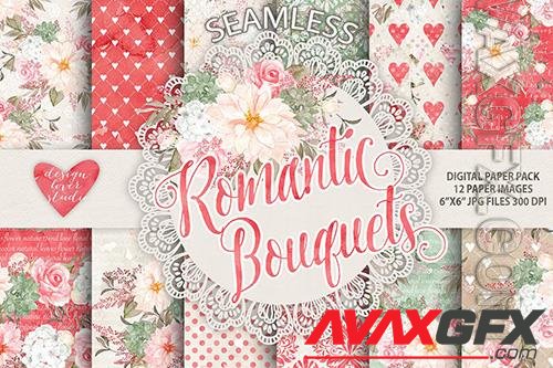 Watercolor Romantic Bouquets digital papers