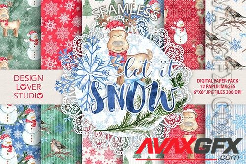 Watercolor Let it snow digital papers