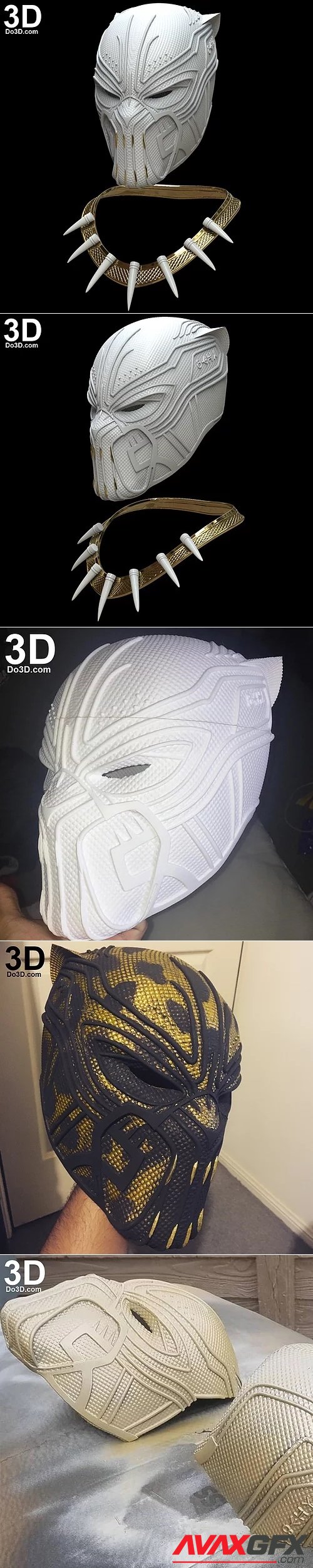 Golden jaguar helmet and Necklace mask – 3D Printable STL