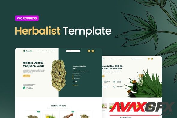 ThemeForest - Herbalist v1.0.0 - Medical Marijuana Store Elementor Template Kit - 34821448