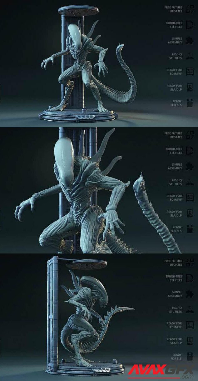 Xenomorph Alien in Chamber 3D Printable STL