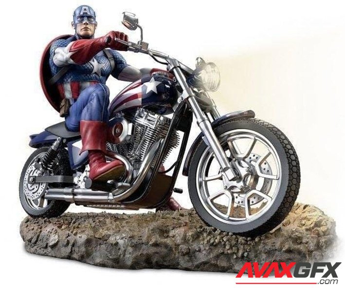 Captain America & Motorcycle 3D Printable STL