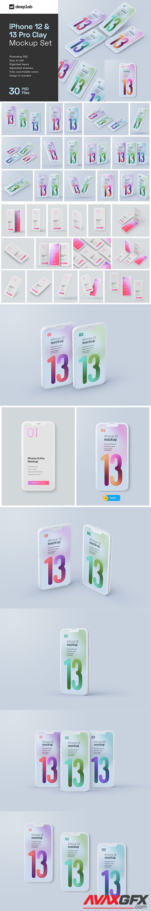 CreativeMarket - iPhone 12 & 13 Pro Clay Mockup Set 5487898