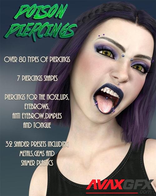 Poison Piercings for Genesis 8 Female