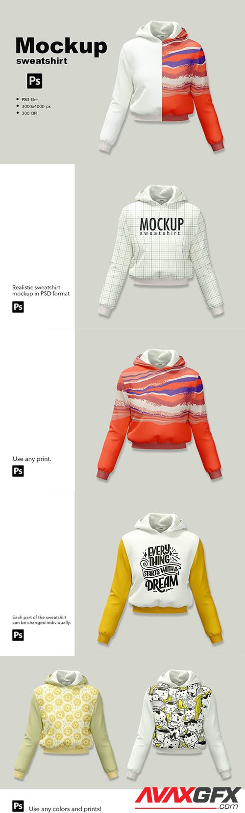 CreativeMarket - Mockup of a short hooded sweatshirt 6492910