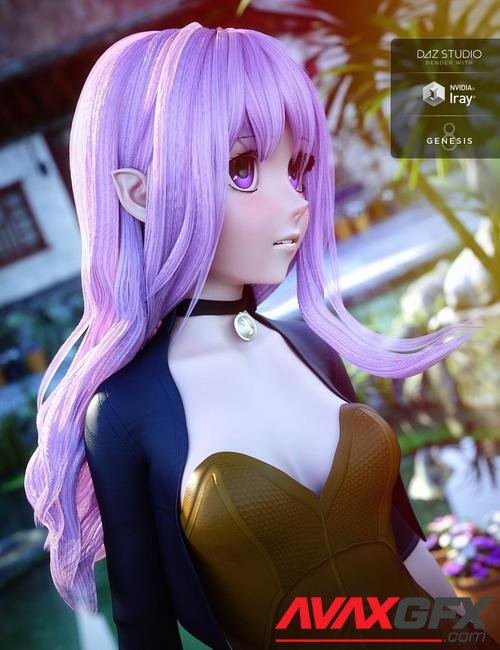 Sakura Anime Long Hair for Genesis 3 and 8 Female(s)