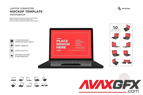 Laptop Computer Mockup Template Bundle - 1703764