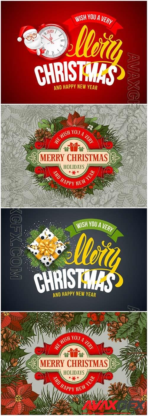 Christmas posters in vintage style in vector