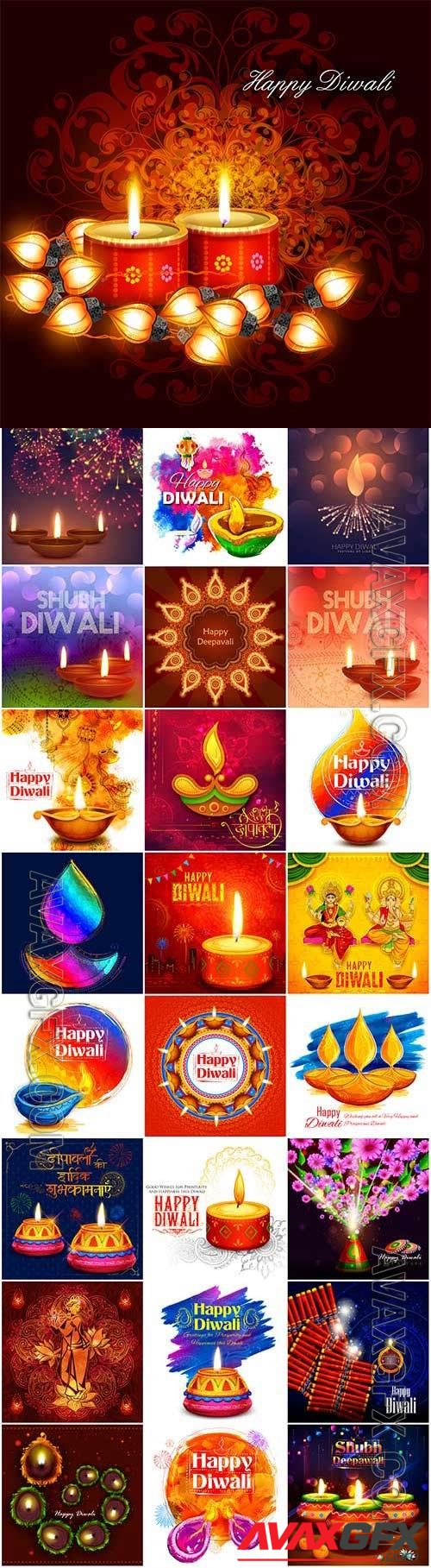 Diwali bright and colorful illustration in vector