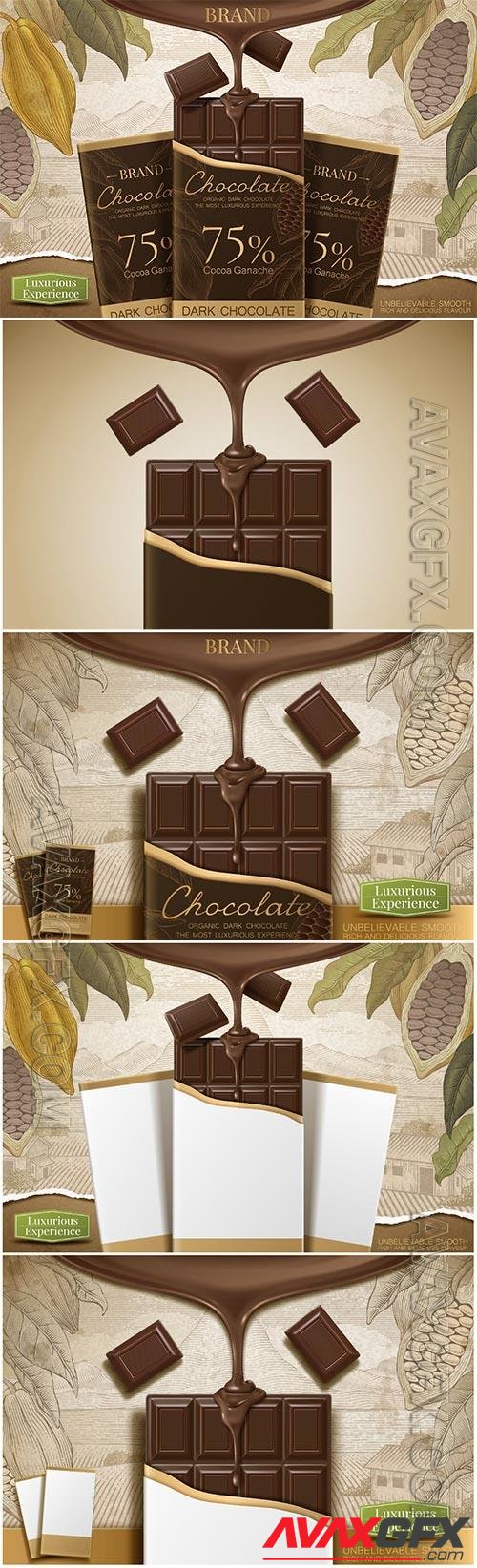 Chocolate advertising vintage poster in vector