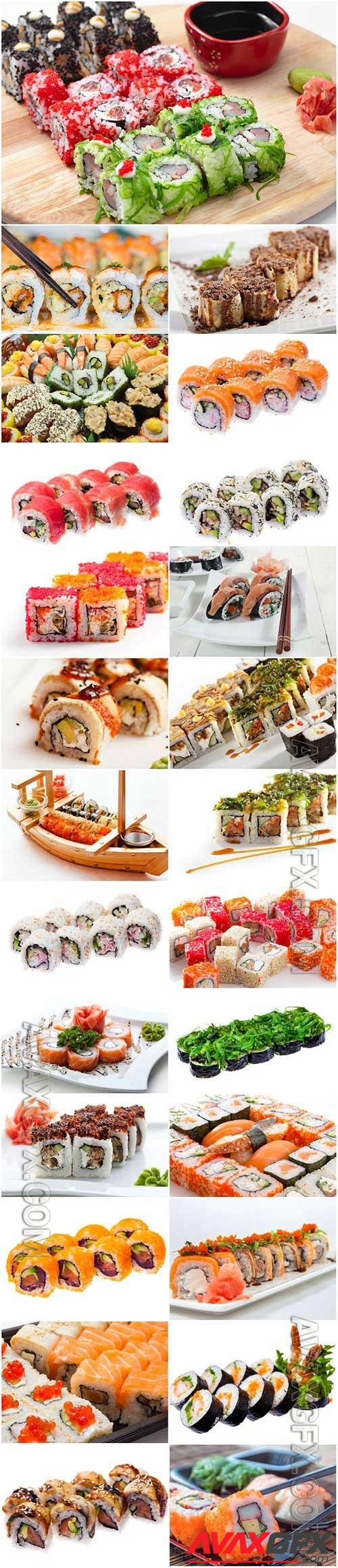 Sushi on white background stock photo